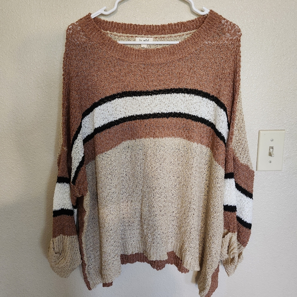 La Miel Beach Sweater Gorgeous Neutral Sheer Crochet Pullover